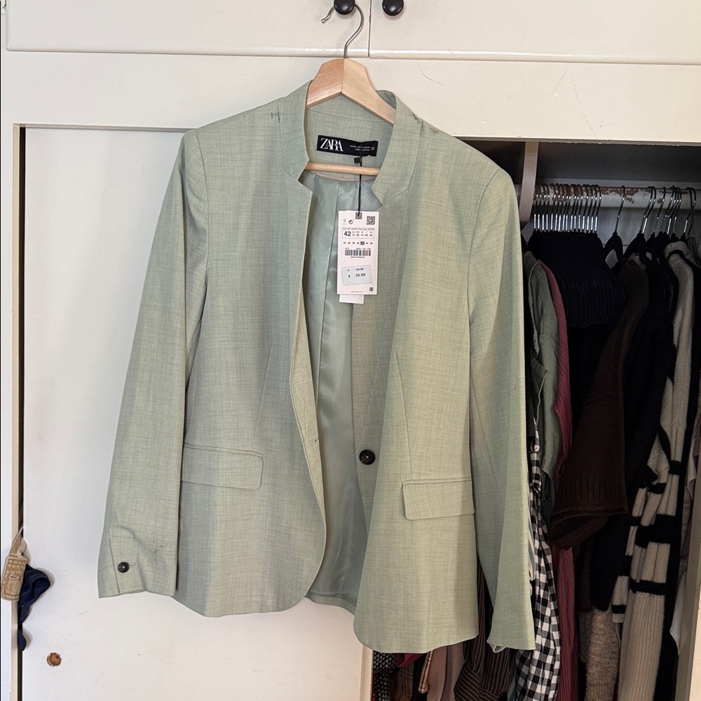 Zara Mint Green Tailored Blazer